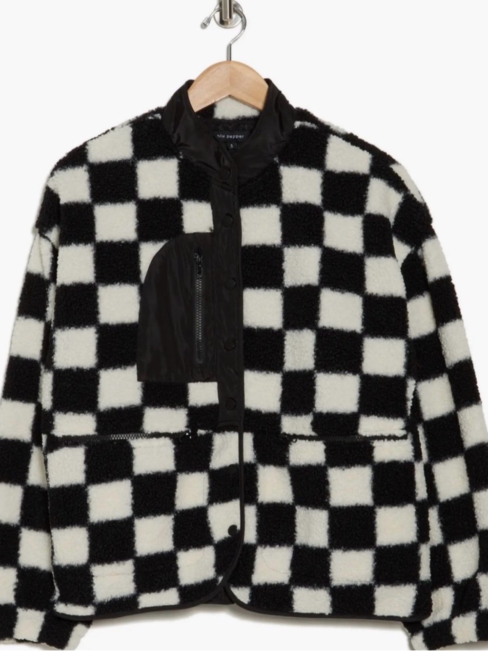 Blu Pepper Checkered High Pile Fleece Jacket size medium